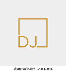 letter DJ Logo design with square frame line art. business consulting concept. studio icon - vector
