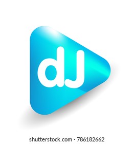 Letter DJ logo in triangle shape and colorful background, letter combination logo design for business and company identity.

