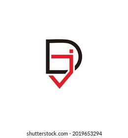 letter dj simple geometric linked line logo vector