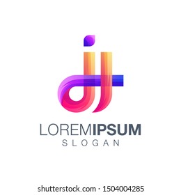 letter djH gradient color logo design