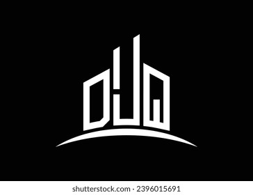 Letter DJQ building vector monogram logo design template. Building Shape DJQ logo.