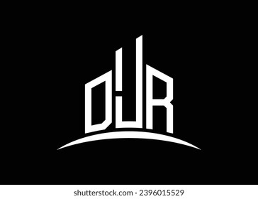 Letter DJR building vector monogram logo design template. Building Shape DJR logo.