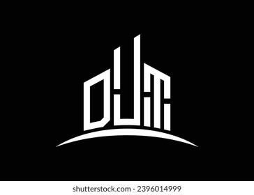 Letter DJT building vector monogram logo design template. Building Shape DJT logo.