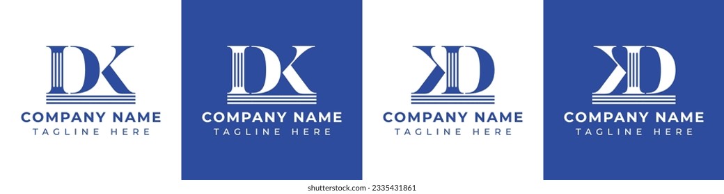Letra DK y logotipo de KD Pillar, adecuado para negocios con KD o DK relacionados con Pillar.