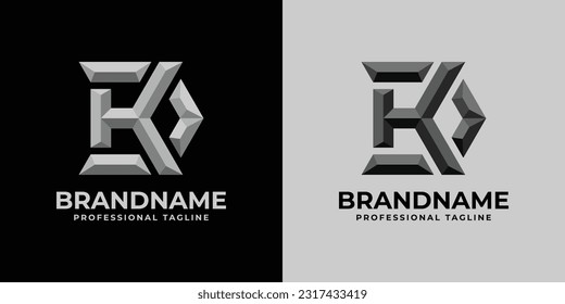 Letter DK or KD Polygonal Logo, suitable for any business with DK or KD initials.