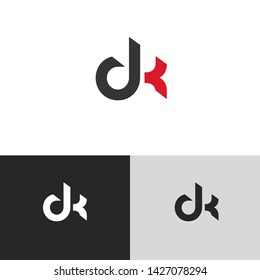 Letter dk linked lowercase logo design template elements. Isolated on white black grey background. Suitable for business, consulting group company.
