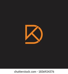 letter dk linked overlapping simple line logo vector