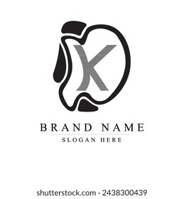 Letter DK logo design with black lines. Vector illustration with straight lines.	