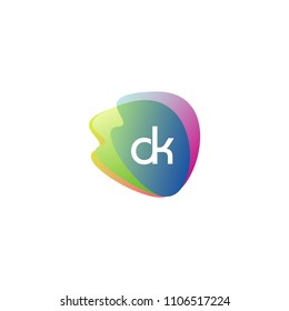 Letter DK Logo at Gradient splash color background.