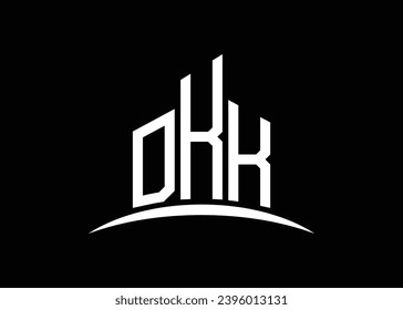 Letter DKK building vector monogram logo design template. Building Shape DKK logo.