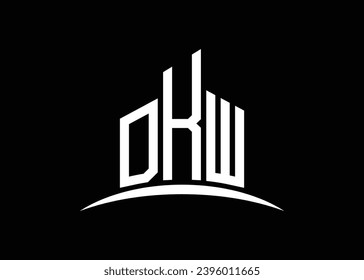 Letter DKW building vector monogram logo design template. Building Shape DKW logo.