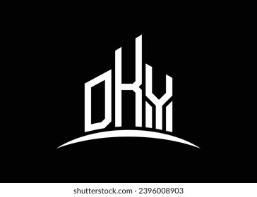 Letra DKY modelo de diseño del logotipo del vector de construcción del vector de construcción. Construyendo el logotipo de Shape DKY.