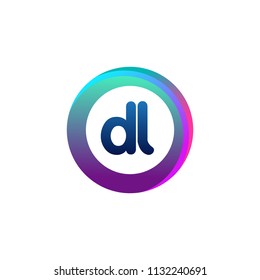 Letter DL logo with colorful circle, letter combination logo design with ring, circle object for creative industry, web, business and company.