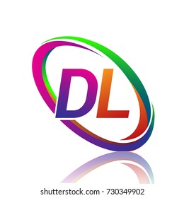 letter DL logotype design for company name colorful swoosh. vector logo for business and company identity.