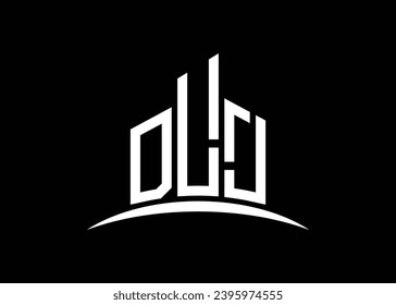 Letter DLJ building vector monogram logo design template. Building Shape DLJ logo.