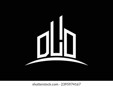 Letter DLO building vector monogram logo design template. Building Shape DLO logo.