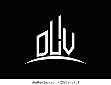 Letra DLV modelo de diseño del logotipo del vector de construcción del vector de construcción. Construyendo el logotipo de Shape DLV.