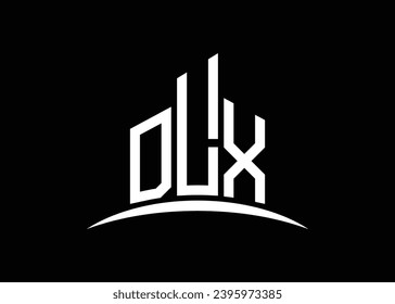 Letter DLX building vector monogram logo design template. Building Shape DLX logo.