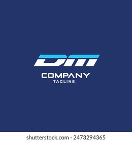 Letter DM bold geometric logo design concept. Vector illustration