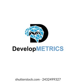 letter DM with brain abstract logo design	