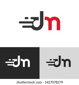 Letter dm linked lowercase logo design template elements. Isolated on white black grey background. Suitable for business, consulting group company.