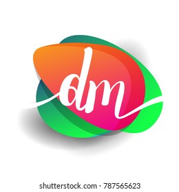 Letter DM logo with colorful splash background, letter combination logo design for creative industry, web, business and company.