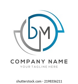 plantilla de vectores de diseño de logotipo DM de letra. Letra inicial azul y plata Diseño DM Ilustración vectorial con fondo blanco.