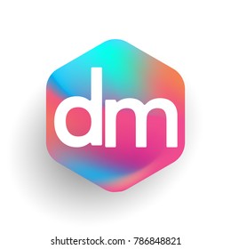 Letter DM logo in hexagon shape and colorful background, letter combination logo design for business and company identity.
