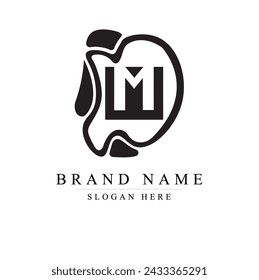 Letter DM logo in a modern style with cut out slash and lines, M logo design