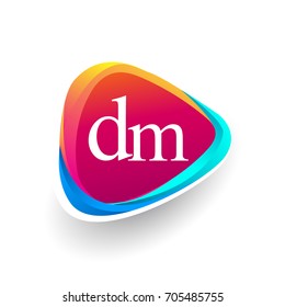 Letter DM logo in triangle shape and colorful background, letter combination logo design for company identity.