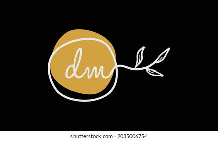 Botanisches Logo im Buchstaben DM oder MD-Boho-Stil in flachem minimalem Design-Symbol