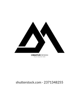 Letra dm o md con forma creativa de colina de montaña logotipo moderno de monograma tipográfico único