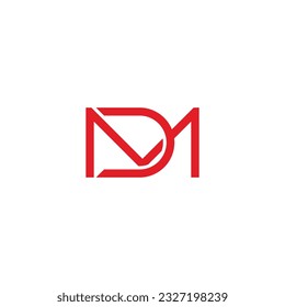vector de logotipo de línea geométrica enlazada de letra dm rojo 