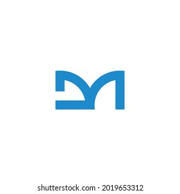 letter dm simple geometric link line logo vector