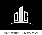 Letter DMC building vector monogram logo design template. Building Shape DMC logo.
