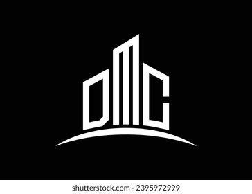 Letter DMC building vector monogram logo design template. Building Shape DMC logo.