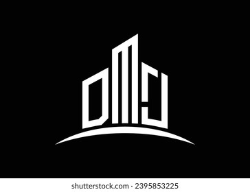 Letter DMJ building vector monogram logo design template. Building Shape DMJ logo.