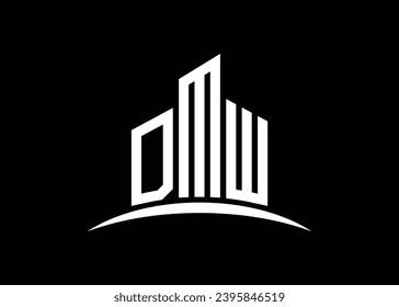 Carta DMW construyendo la plantilla de diseño del logotipo del monólogo del vector. Construyendo el logotipo de DMW Shape.