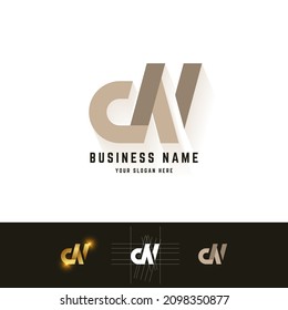 Logotipo de monograma de letra dN o cN con diseño de método de cuadrícula