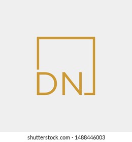 letter DN Logo design with square frame line art. business consulting concept. studio icon - vector