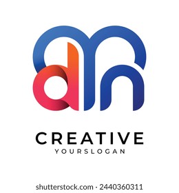 Letter dn logo, vector colorful gradient logo design template