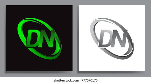 letter DN logotype design for company name colored Green swoosh and grey. vector set logo design for business and company identity.
