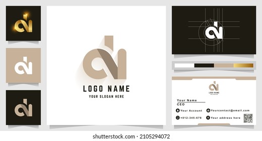 Logotipo de letra dN o monograma aN con diseño de tarjeta de visita