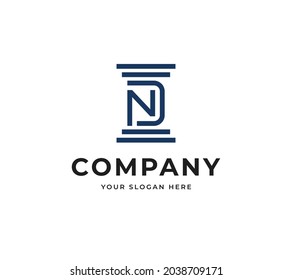 Letter DN Pillar Vector Logo Design. Creative Minimalist Line Building Construction