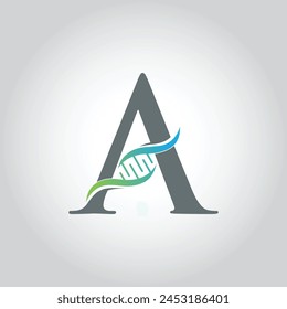 Buchstabe A DNA Logo Design auf weißem Hintergrund.