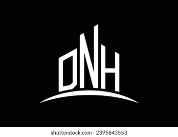 Letter DNH building vector monogram logo design template. Building Shape DNH logo.