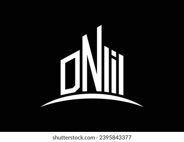 Letter DNI building vector monogram logo design template. Building Shape DNI logo.