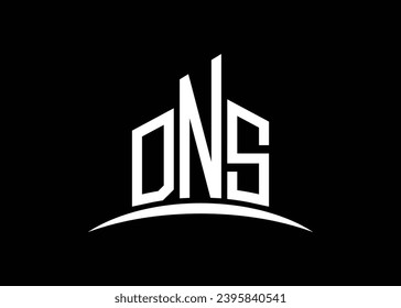 Letter DNS building vector monogram logo design template. Building Shape DNS logo.