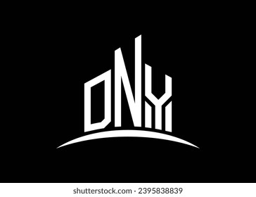 Letter DNY building vector monogram logo design template. Building Shape DNY logo.
