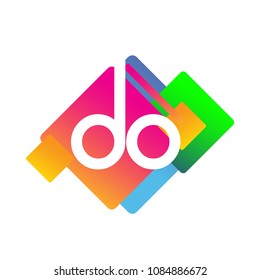 Letter DO logo with colorful geometric shape, letter combination logo design for creative industry, web, business and company.